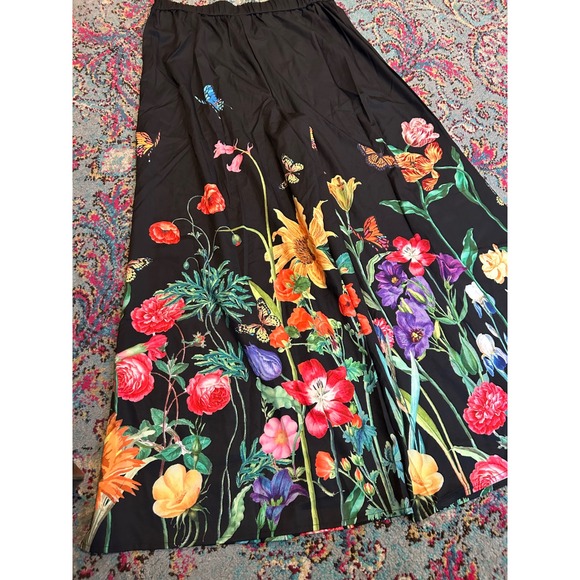 SHEIN Black Floral Butterfly Wide Leg Palazzo Pants Women's XL - Picture 6 of 11